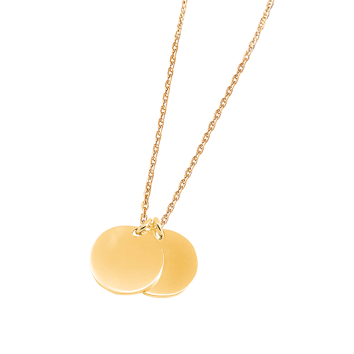 DOOSTI Damen Collier 333/- Geldgold - Zwei Runde Platte (inkl. Gratis Gravur)