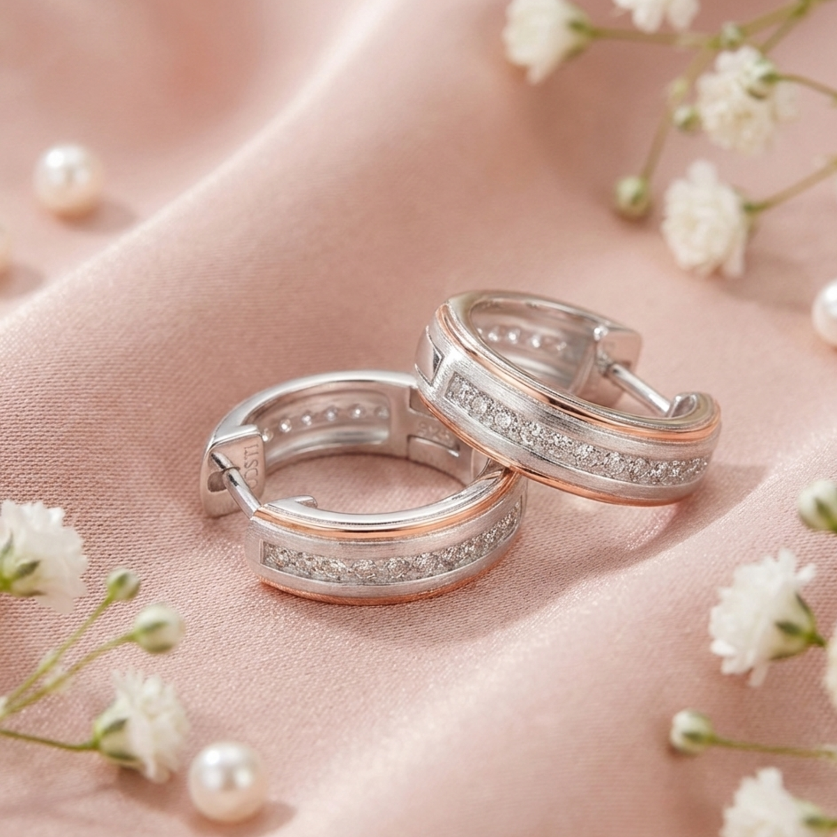 DOOSTI Damen Creolen 925/Silber - Line Bicolor