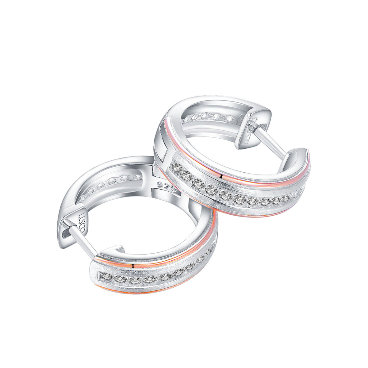 DOOSTI Damen Creolen 925/Silber - Line Bicolor