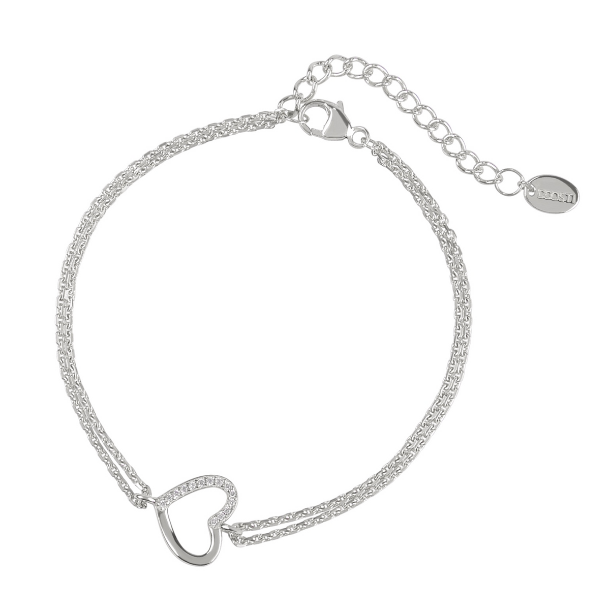 DOOSTI Damen Armband 925/Silber - Herzlinie Zwei