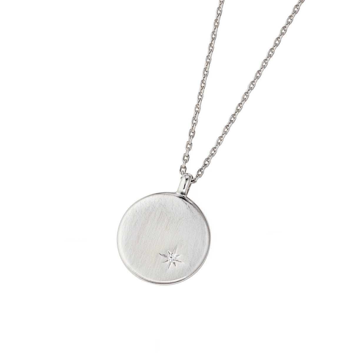 DOOSTI Damen Collier 925/Silber - Fixstern Platte (inkl. Gratis Gravur)