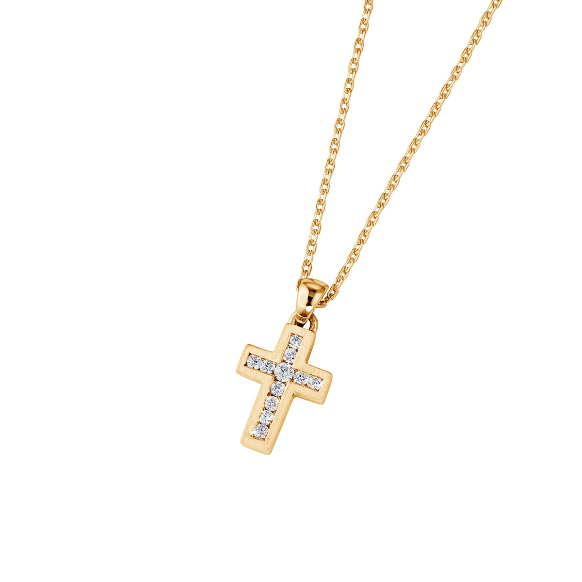 DOOSTI Zarte Halskette Kreuz 925 Silber Gelbgold vergoldet