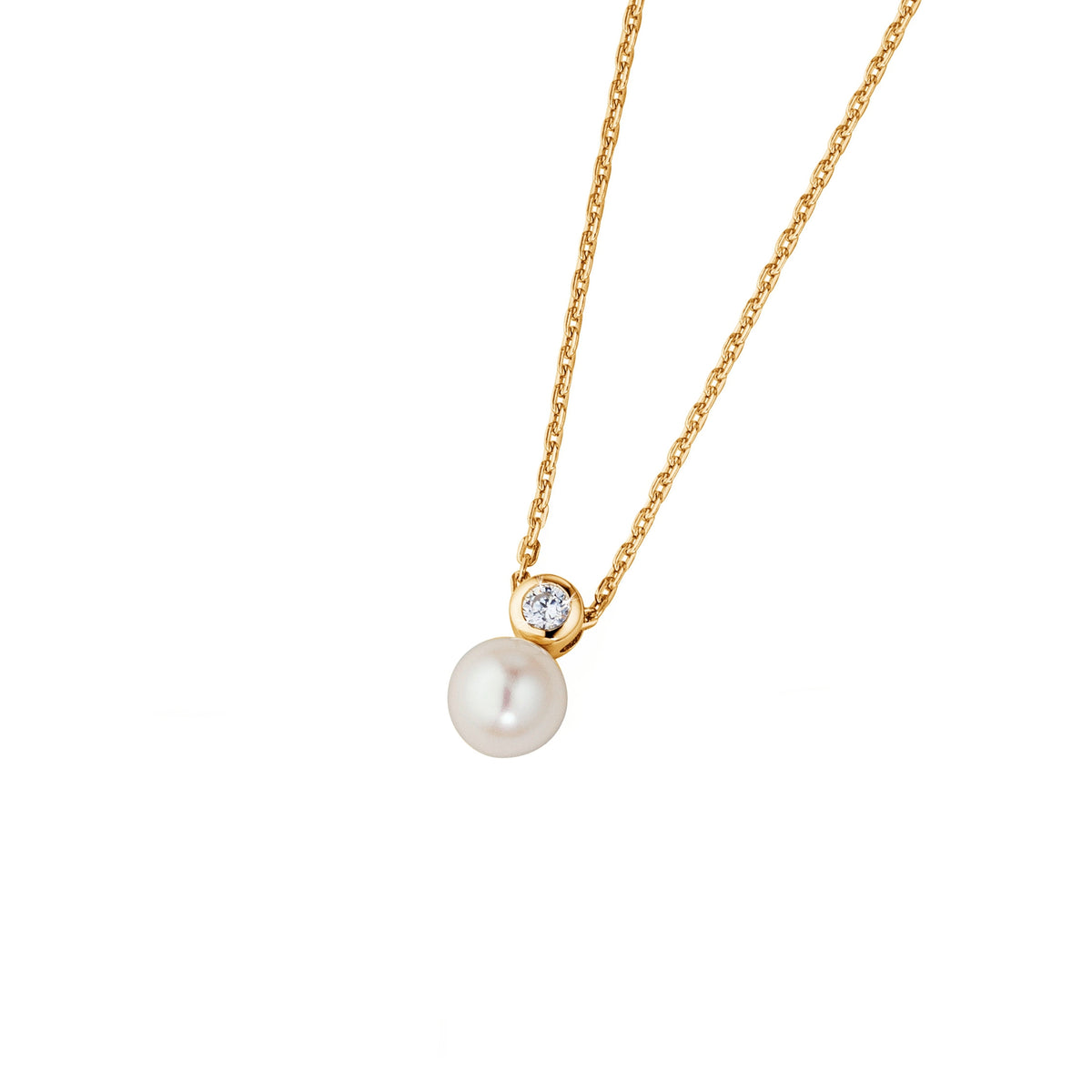 DOOSTI Zarte Halskette Perle 925 Silber Gelbgold vergoldet