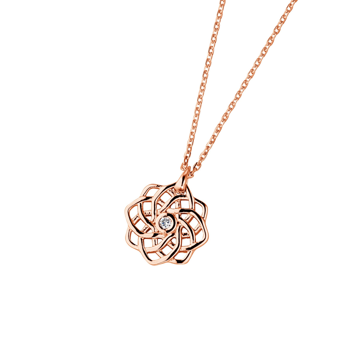 DOOSTI Zarte Halskette keltischer Knoten 925 Silber Rosegold vergoldet