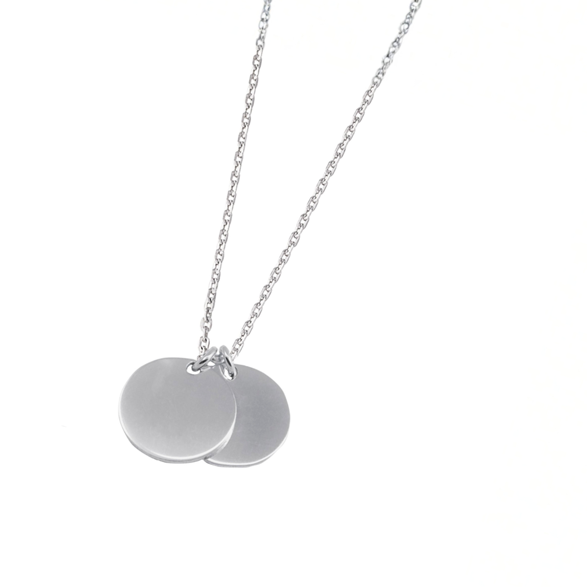DOOSTI Damen Collier 925/Silber - Zwei Runde Platte (inkl. Gratis Gravur)