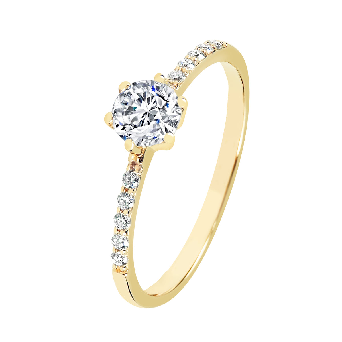 DOOSTI Antragsring / Verlobungsring /Solitär Ring mit 11 Moissaniten Steinen - VOW YELLOW