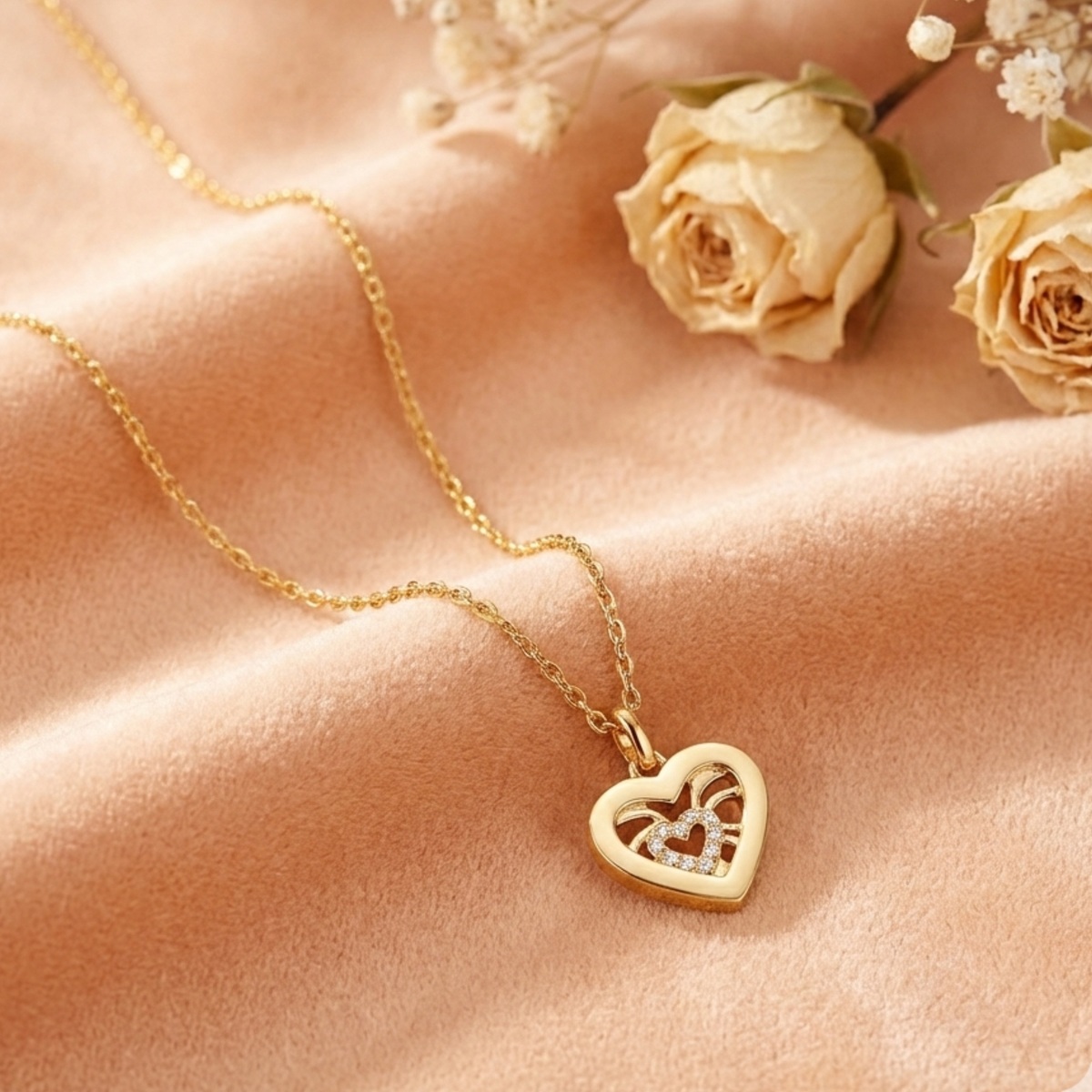 DOOSTI Damen Collier 333/- Gelbgold - Herz an Herz