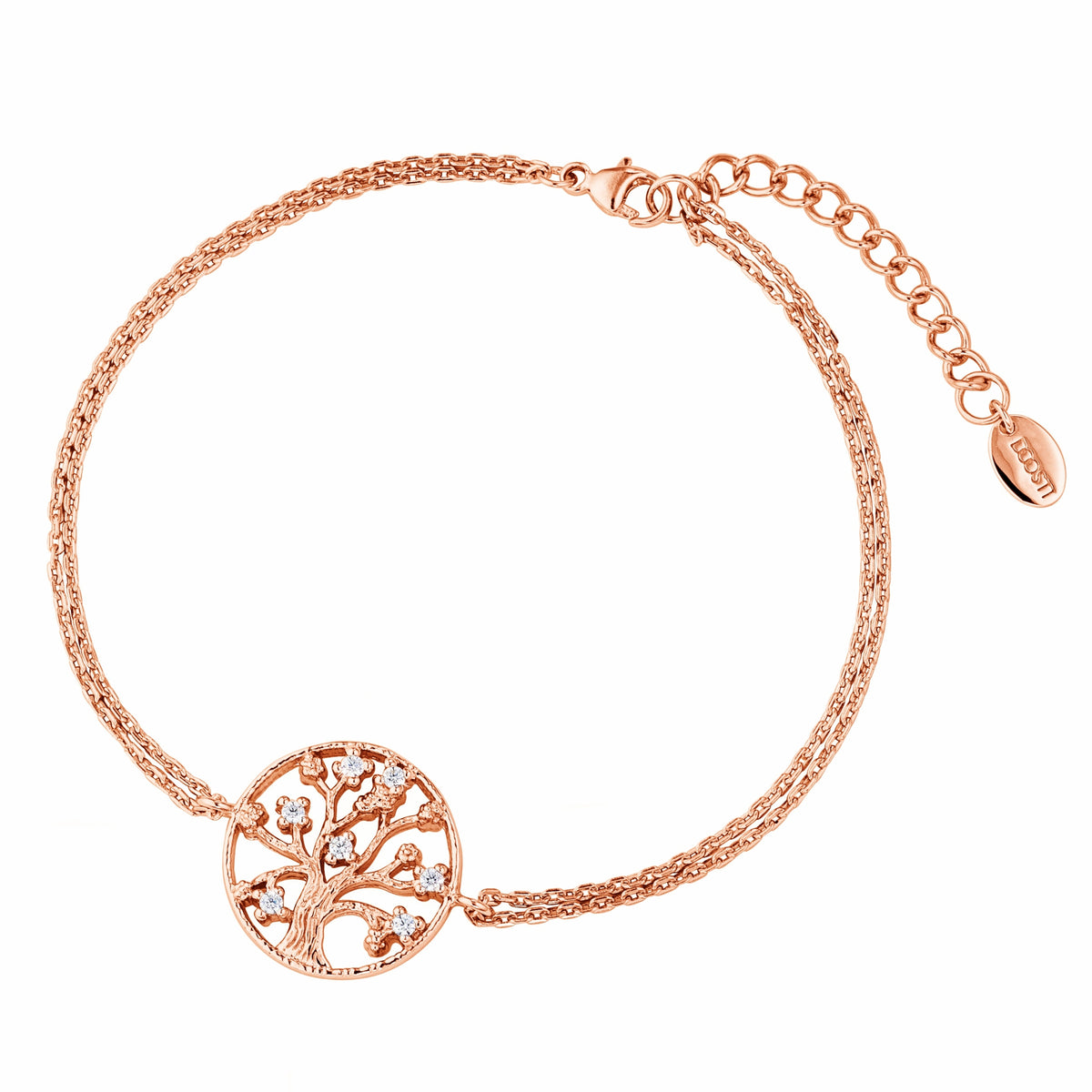 DOOSTI Zartes Armband Lebensbaum 925 Silber Rosegold vergoldet