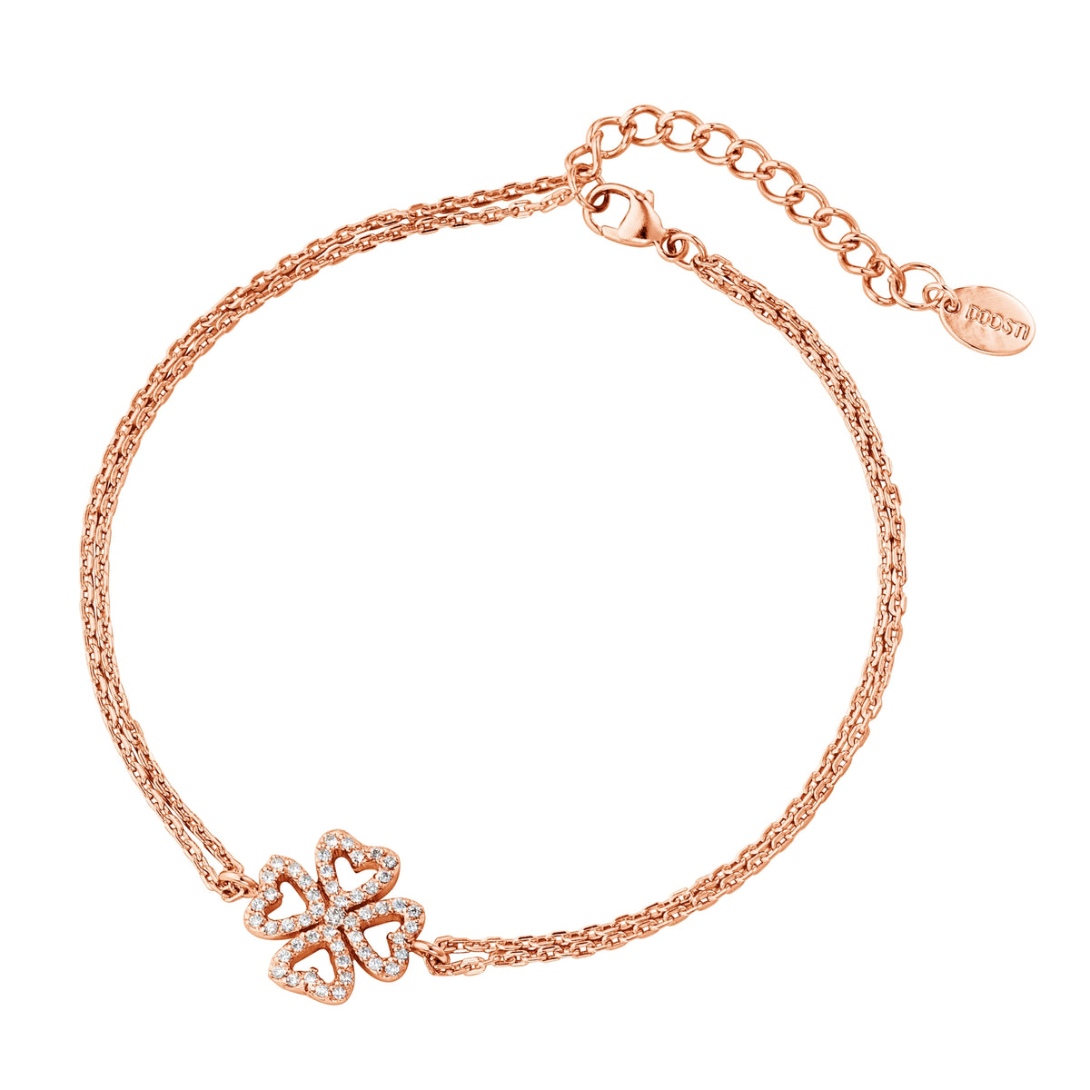 DOOSTI Zartes Armband Kleeblatt 925 Silber Rosegold vergoldet