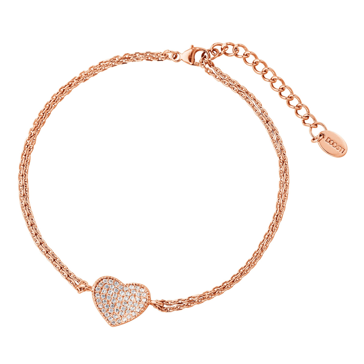DOOSTI Zartes Armband Herz 925 Silber Rosegold vergoldet