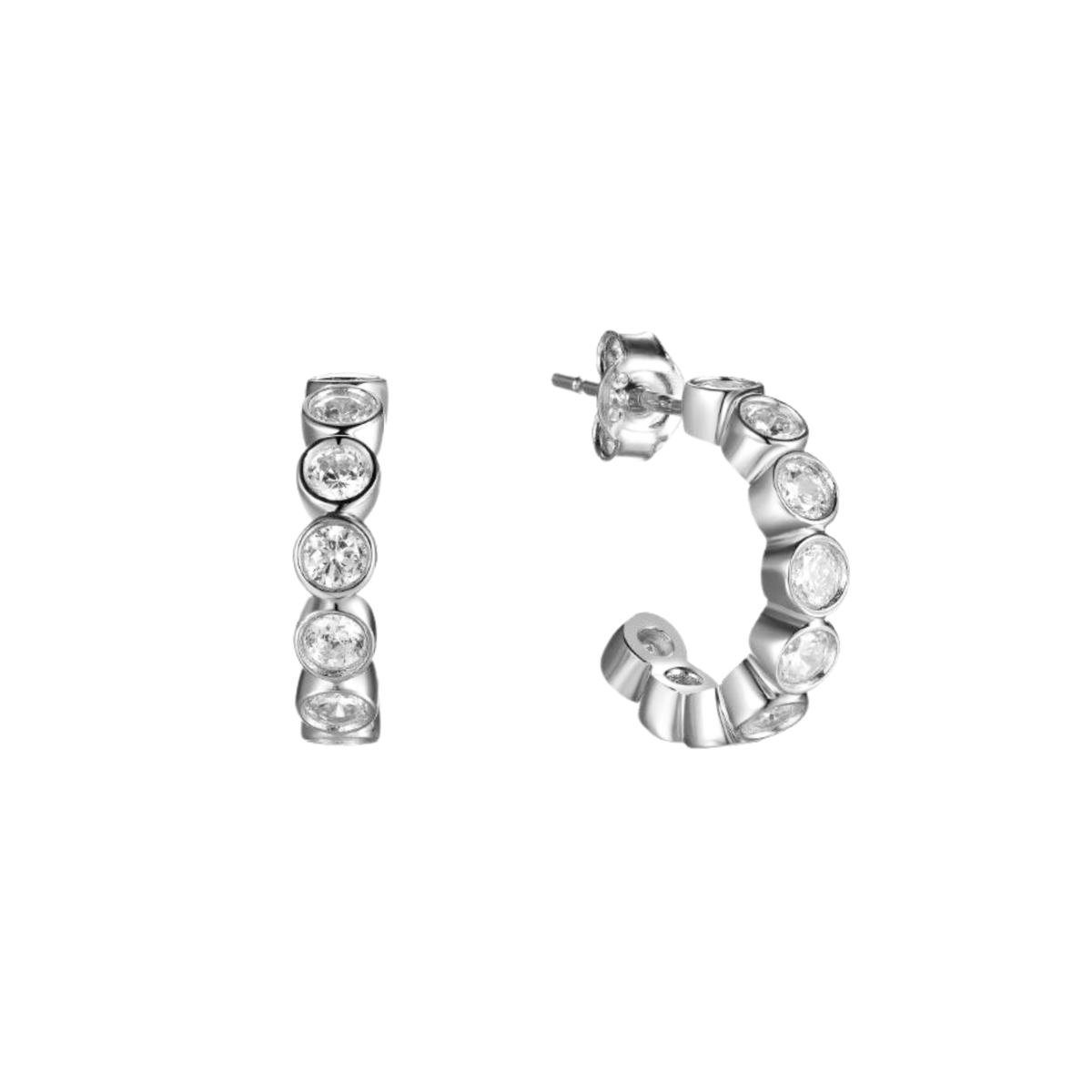 DOOSTI Damen Ohrstecker 925/Silber - Steinlinie Groß