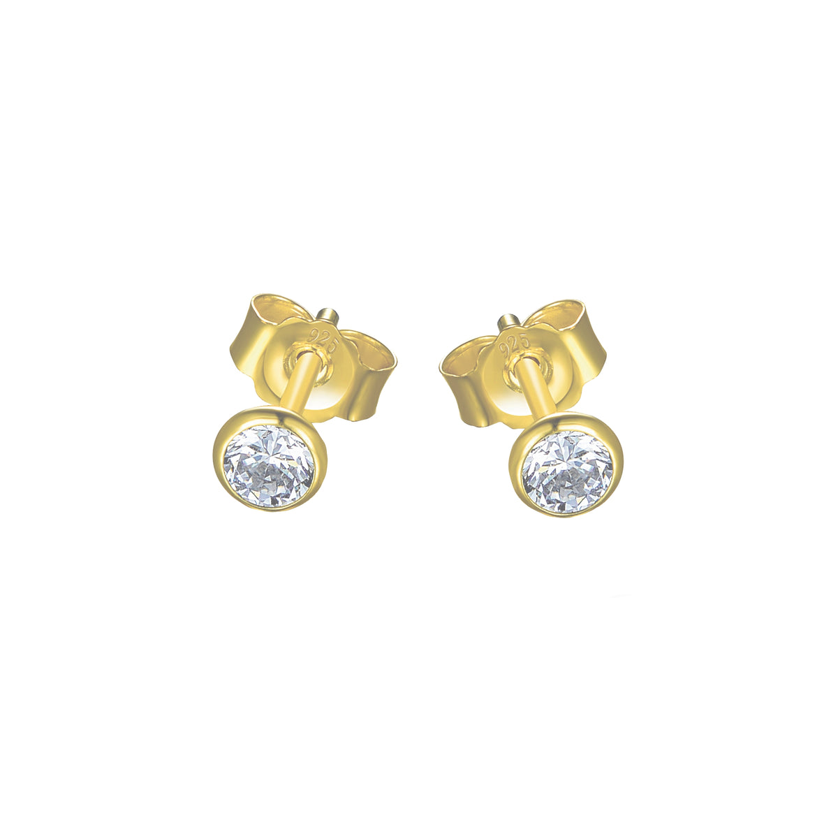DOOSTI Damen Ohrstecker 925/Silber - Reinheit Gelbgold