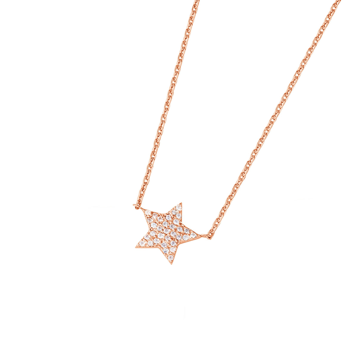 DOOSTI Damen Collier mit Anhänger Stern 925 Silber Rosegold vergoldet