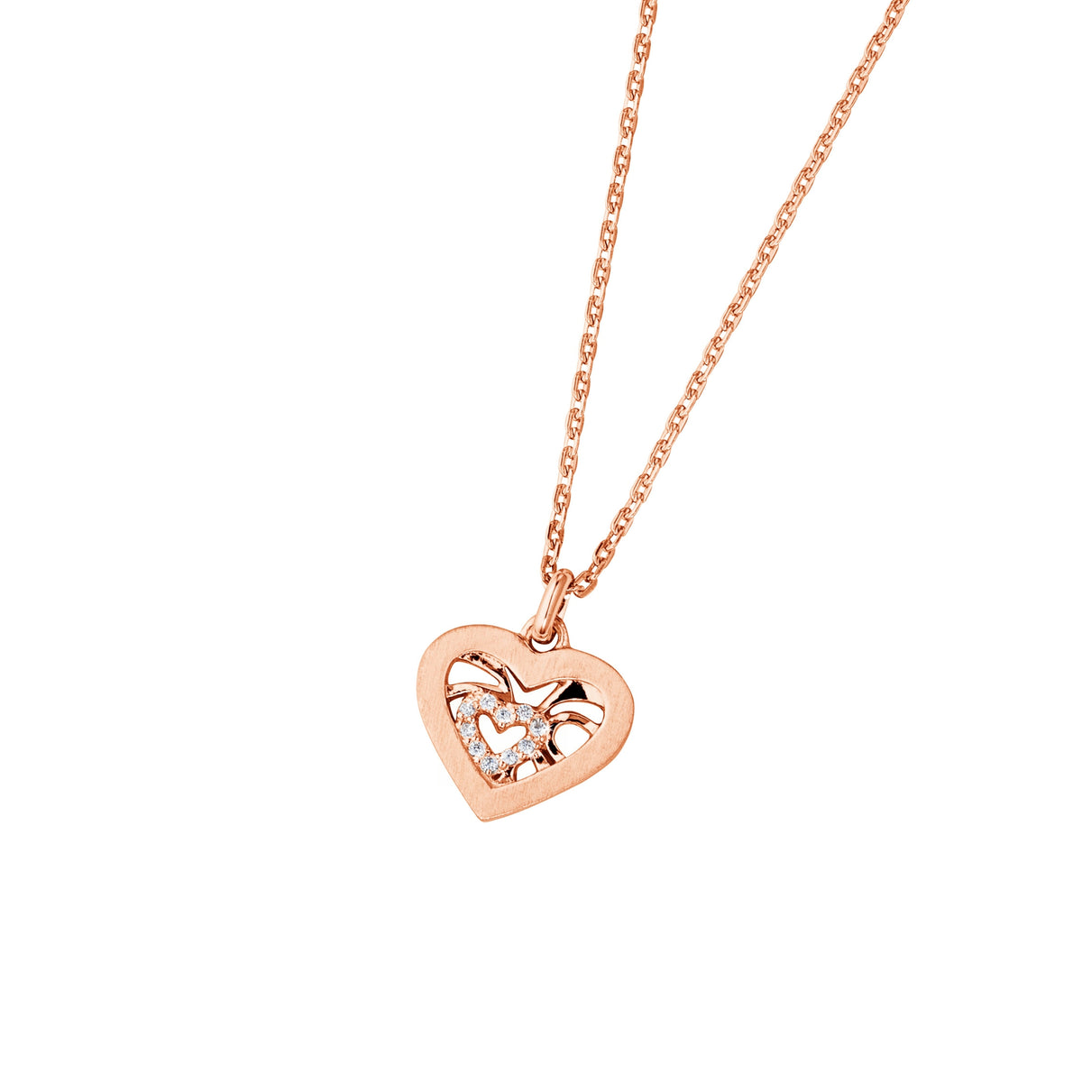 DOOSTI Zarte Halskette Herz 925 Silber Rosegold vergoldet