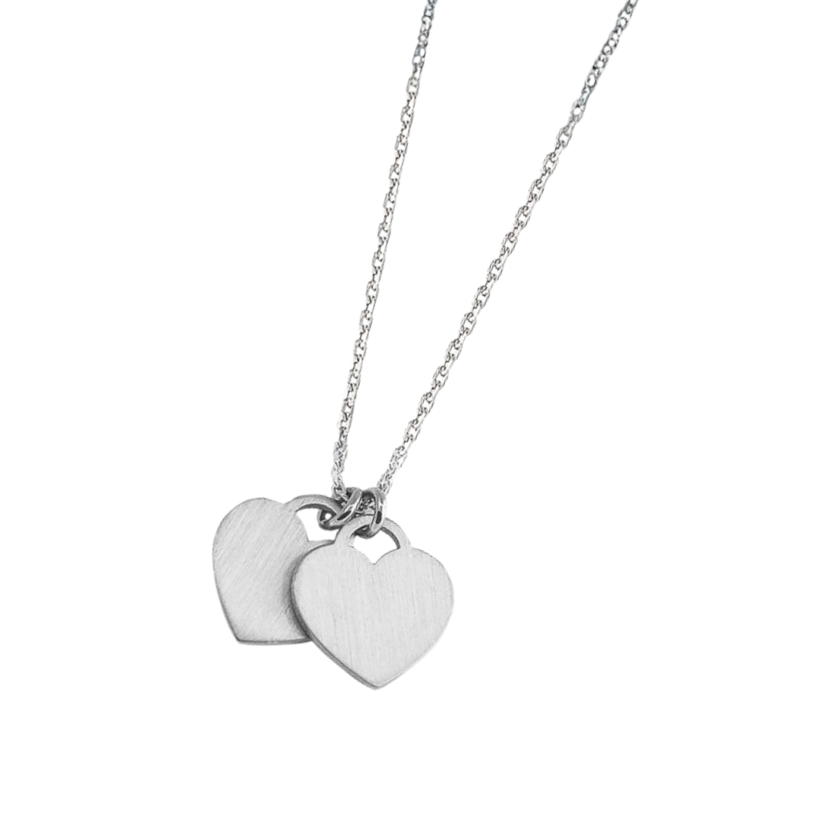 DOOSTI Damen Collier 925/Silber - Zwei Herz Platte (inkl. Gratis Gravur)