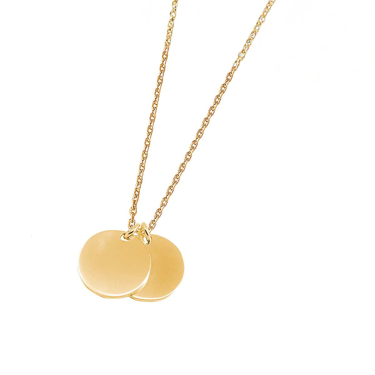 DOOSTI Damen Collier 925/Silber - Zwei Runde Platte (inkl. Gratis Gravur)