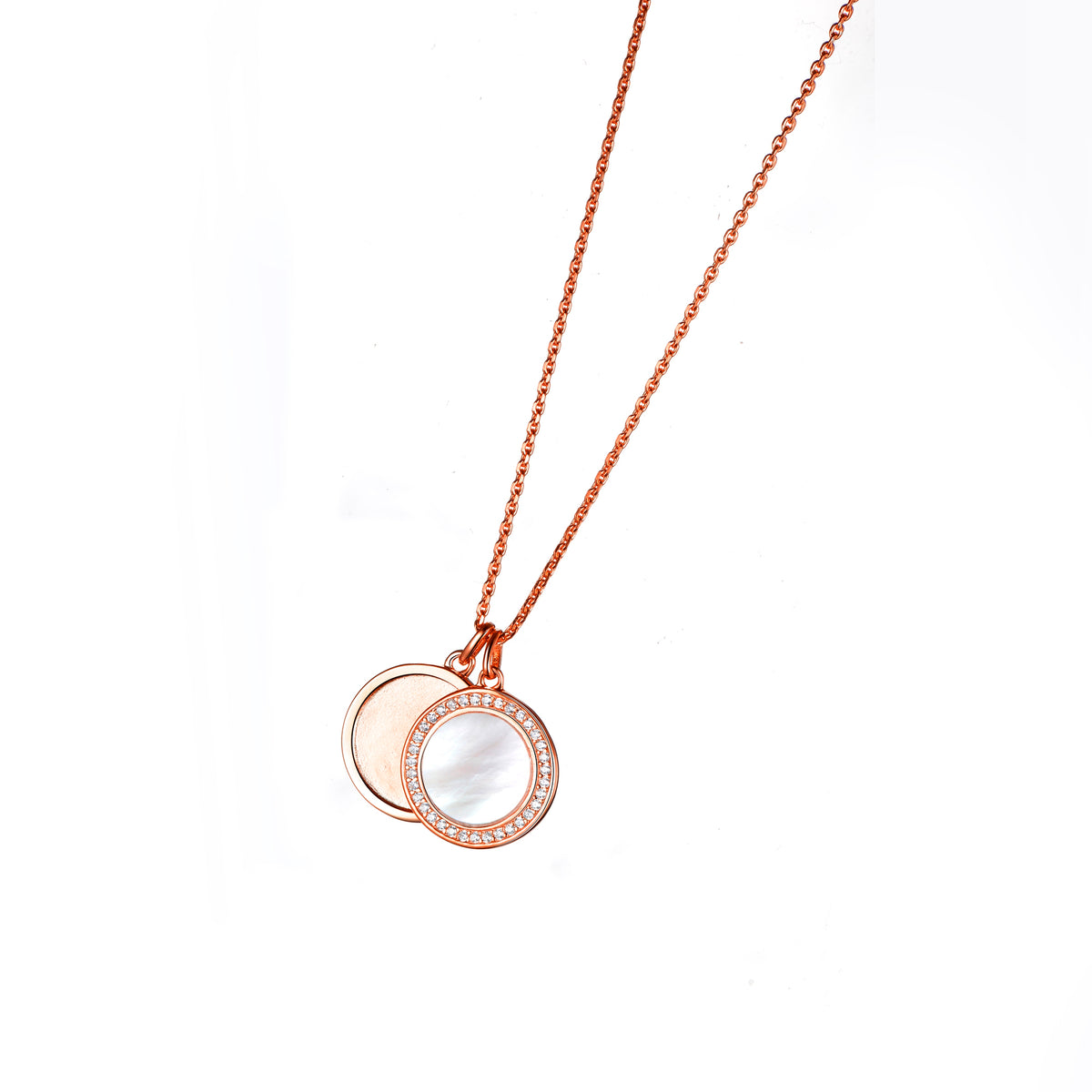 DOOSTI Damen Collier 925/Silber - Perlmutt + Platte (inkl. Gratis Gravur)