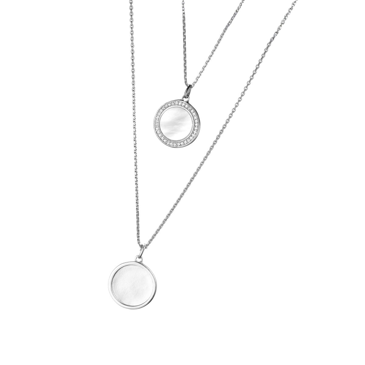 DOOSTI Damen Collier 925/Silber - Perlmutt + Platte (inkl. Gratis Gravur)