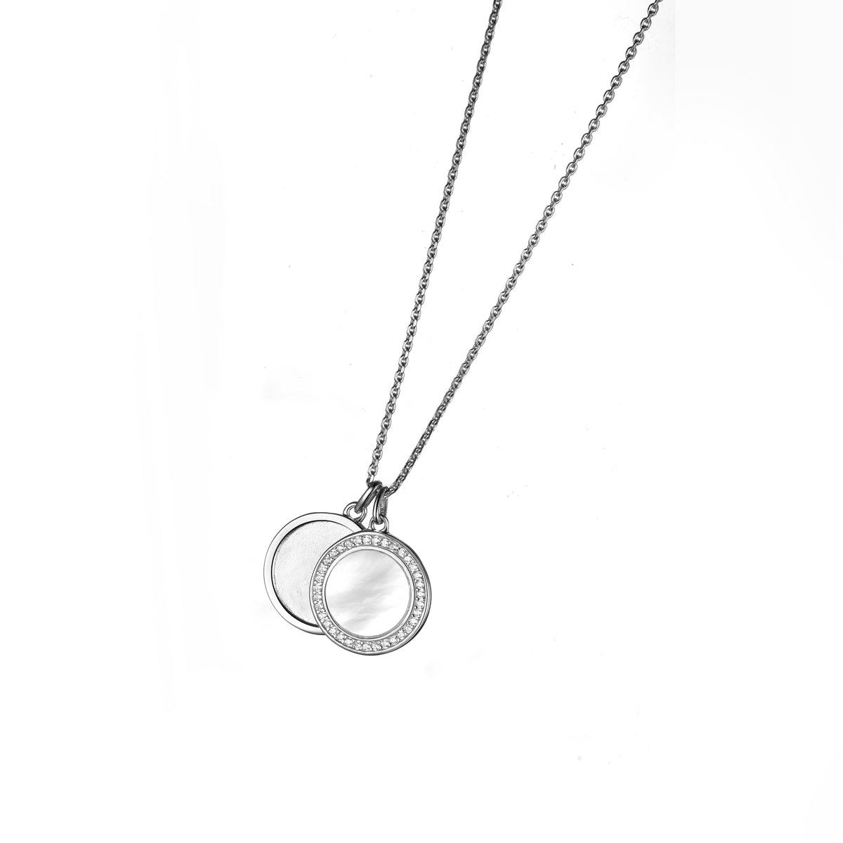 DOOSTI Damen Collier 925/Silber - Perlmutt + Platte (inkl. Gratis Gravur)