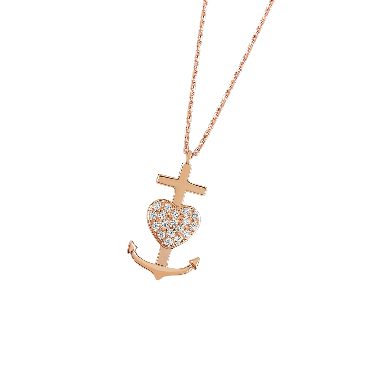 DOOSTI Damen Collier 925/Silber - Kreuz/Herz/Anker