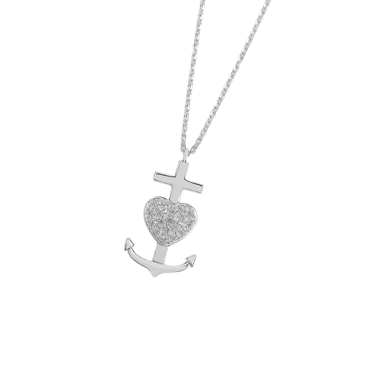 DOOSTI Damen Collier 925/Silber - Kreuz/Herz/Anker
