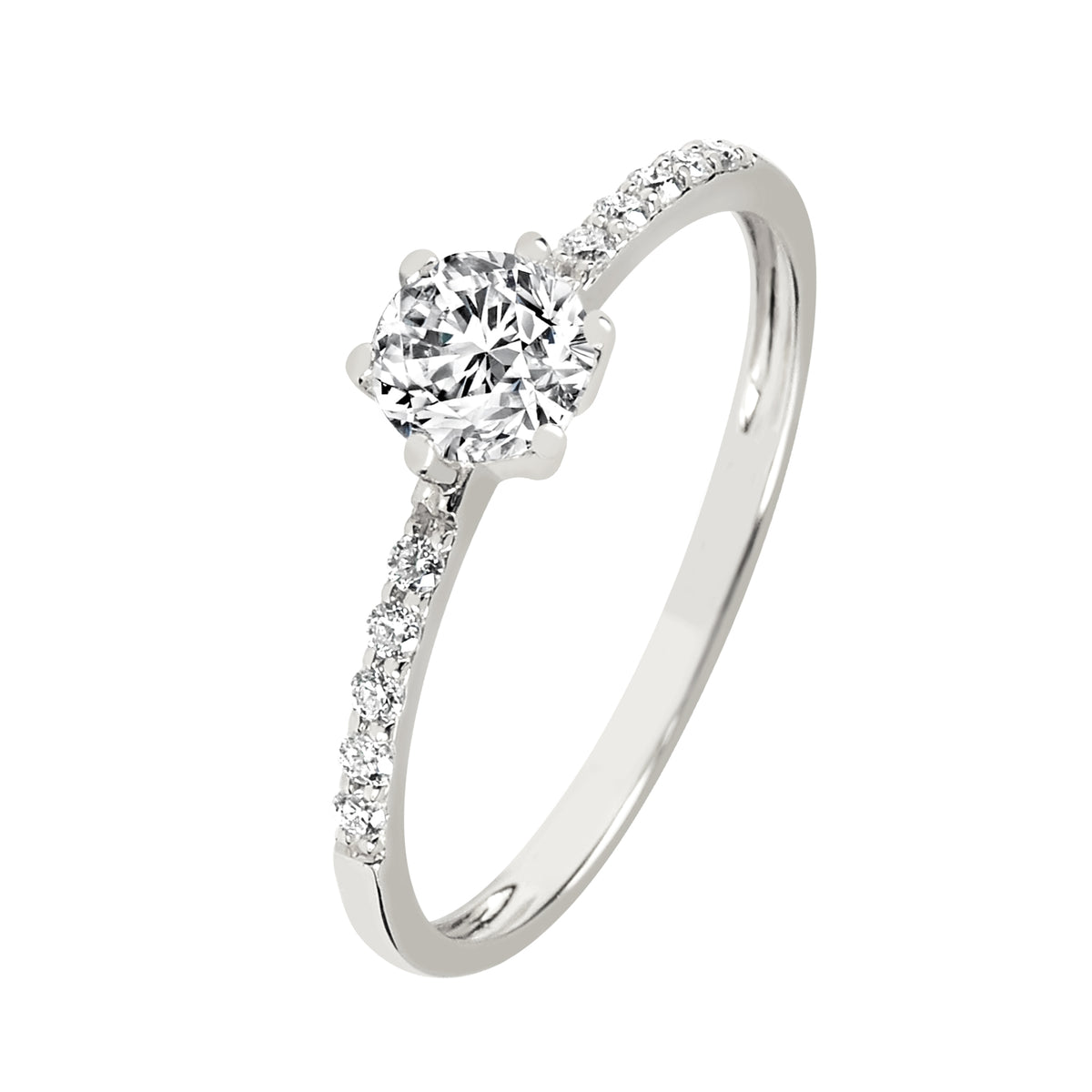 DOOSTI Antragsring / Verlobungsring /Solitär Ring mit 11 Moissaniten Steinen - VOW WHITE