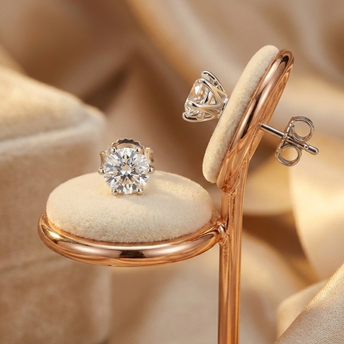DOOSTI Damen Ohrstecker 585/- Weißgold mit Moissanite Stein