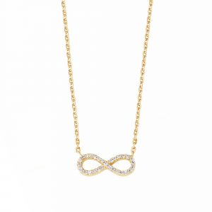 DOOSTI Damen Collier mit Anhänger Unendlichkeit mit Zirkonia 333/- Gelbgold