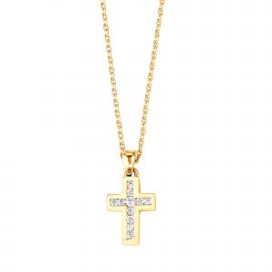 DOOSTI Damen Collier mit Anhänger Kreuz 333/- Gelbgold
