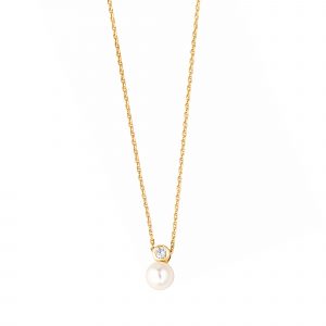 DOOSTI Damen Collier mit Anhänger Perle 333/- Gelbgold