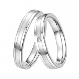 DOOSTI Partnerring / Trauring SMALL SILVER 925/- Silber mit Brillant - inkl. Gratis Gravur