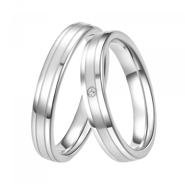 DOOSTI Partnerring / Trauring SMALL SILVER 925/- Silber mit Brillant - inkl. Gratis Gravur