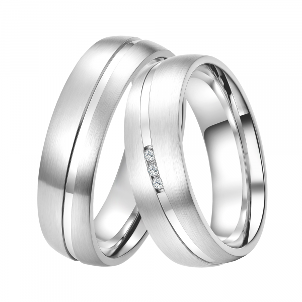 DOOSTI Partnerring / Trauring HIGHLIGHT SILVER 925/- Silber mit Brillanten - inkl. Gratis Gravur