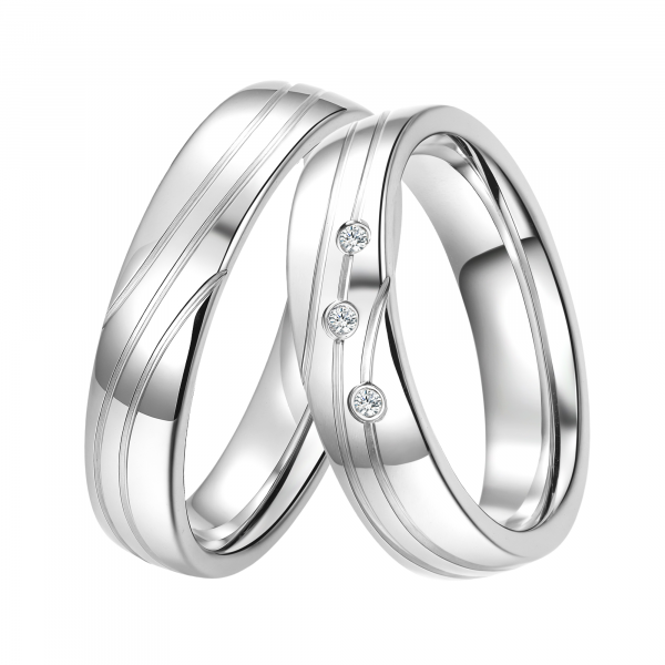 DOOSTI Partnerring / Trauring LINES SILVER 925/- Silber mit Brillanten - inkl. Gratis Gravur