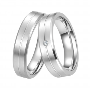 DOOSTI Partnerring / Trauring ANGEL SILVER 925/- Silber mit Brillant - inkl. Gratis Gravur