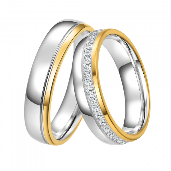 DOOSTI Partnerring / Trauring BICOLOR 925/- Silber - inkl. Gratis Gravur