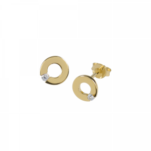 DOOSTI Damen Ohrstecker 925 Silber Gelbgold vergoldet