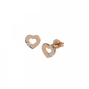 DOOSTI Damen Ohrstecker Herz 925 Silber Rosegold vergoldet