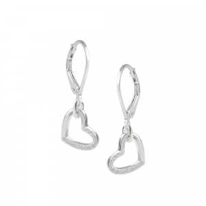 DOOSTI Damen Ohrhänger Herz 925 Silber rhodiniert