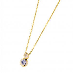 DOOSTI Damen Collier mit Anhänger 925 Silber Gelbgold vergoldet