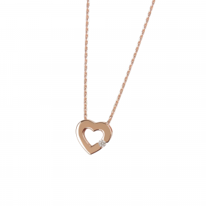 DOOSTI Damen Collier mit Anhänger Herz 925 Silber Rosegold vergoldet
