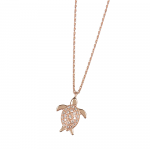 DOOSTI Damen Collier mit Anhänger Schildkröte 925 Silber Rosegold vergoldet