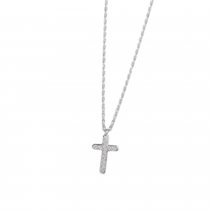 DOOSTI Damen Collier mit Anhänger Kreuz 925 Silber rhodiniert