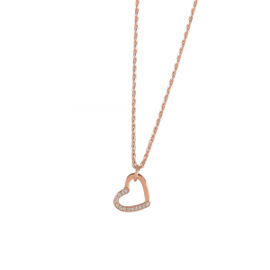 DOOSTI Damen Collier mit Anhänger Herz 925 Silber Rosegold vergoldet