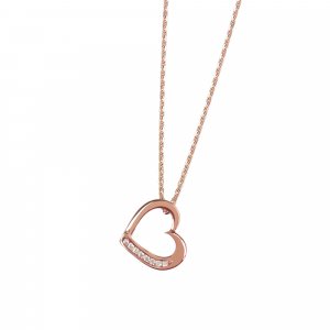DOOSTI Damen Collier mit Anhänger Herz 925 Silber Rosegold vergoldet