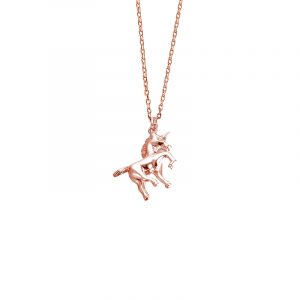 DOOSTI Damen Collier mit Anhänger Einhorn 925 Silber Rosegold vergoldet