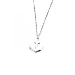 DOOSTI Damen Collier mit Anhänger Anker 925 Silber rhodiniert