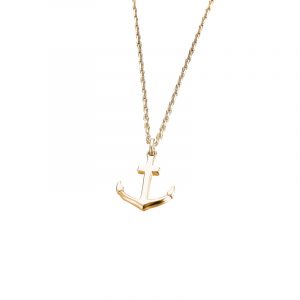 DOOSTI Damen Collier mit Anhänger Anker 925 Silber Gelbgold vergoldet