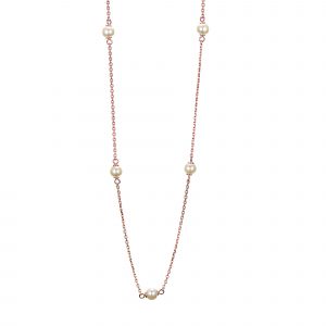 DOOSTI Damen Halskette mit Perlen 925/- Silber Rosegold vergoldet