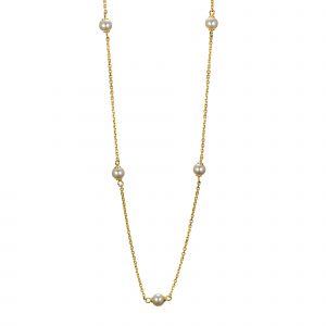 DOOSTI Damen Halskette mit Perlen 925/- Silber Gelbgold vergoldet